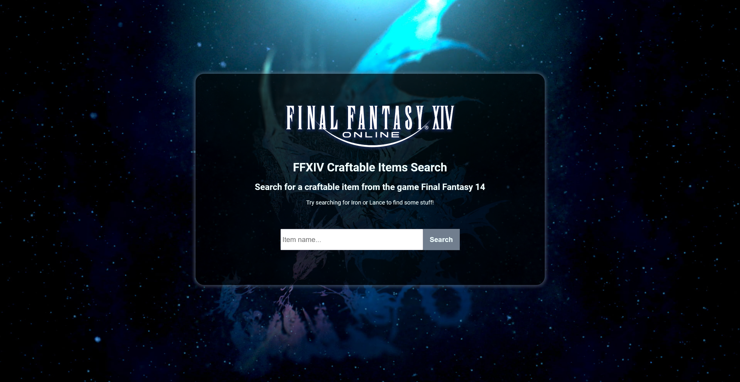 Screenshot of FFXIV Craft Search site
